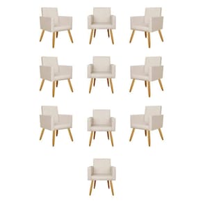 Kit 10 Poltronas Decorativa Recepção Courino courino Bege