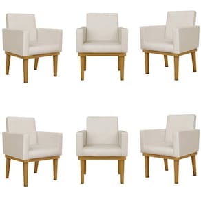 Kit 6 Poltronas Escritório Recepção Sala Courino bege