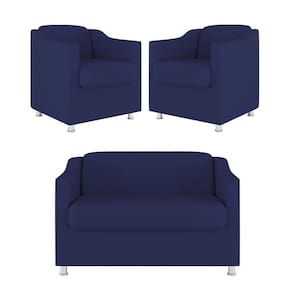 Kit 02 Poltrona Tilla Recepção + Namoradeira Sala Quarto azul Marinho