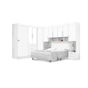 Dormitório Completo Georgia J&A Branco Para Cama Box 1,38M Casal