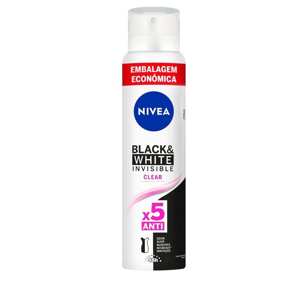 Desodorante Nivea Invisible Black & White Clear Aerosol Antitranspirante 200ml