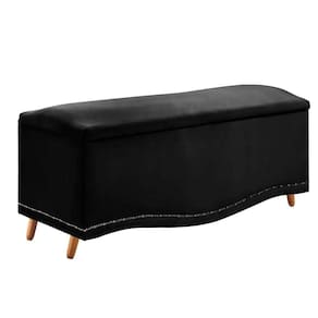 Calçadeira Sapateira Baú Holanda 140cm De Largura Veludo Star Confort Preto