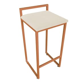 Banqueta Alta Lavínia Suede Bege Base Cobre