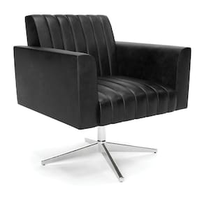 Poltrona Giratória Viena Gomada Corano Base Cromada - D`rossi Cor Preto