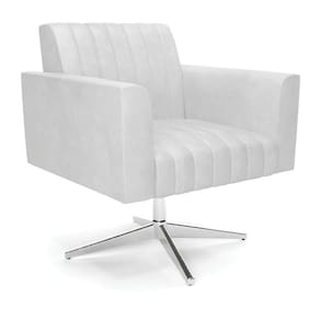 Poltrona Giratória Viena Gomada Corano Branco Base Cromada - D`rossi