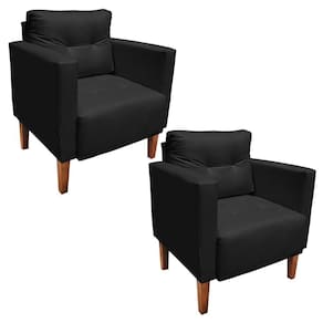 Kit 2 Poltronas Livia Corino Pés Chanfrado Castanho D`rossi Cor Preto