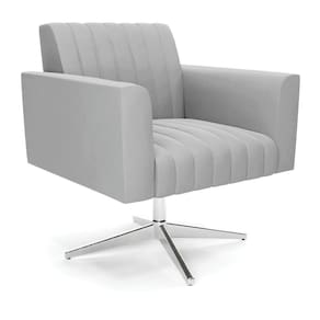 Poltrona Giratória Viena Gomada Suede Cinza Base Cromada - D`rossi