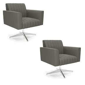 Kit 2 Poltronas Giratória Viena Gomada Suede Base Cromada - D`rossi Cor Grafite