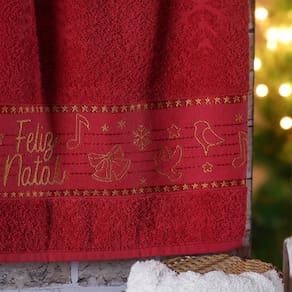 Kit 6 Toalha de Rosto Feliz Natal Bordada Jacquard 45x68cm