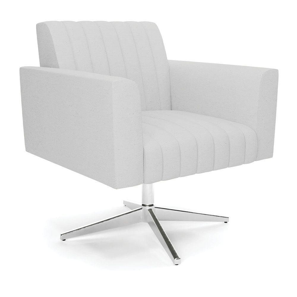 Poltrona Giratória Viena Gomada Linho Base Cromada - D`rossi Cor A05 Cinza