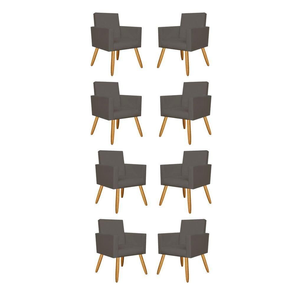Kit 08 Poltronas Decorativa Recepção Courino courino Cinza