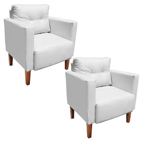 Kit 2 Poltronas Livia Corino Pés Chanfrado Castanho D`rossi Cor Branco