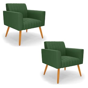 Kit 2 Poltronas Viena Gomada Suede Pés Palito Castanho - D`rossi Cor Verde