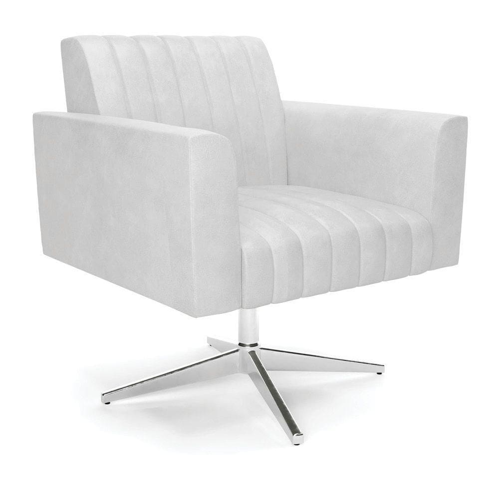 Poltrona Giratória Viena Gomada Corano Base Cromada - D`rossi Cor Branco