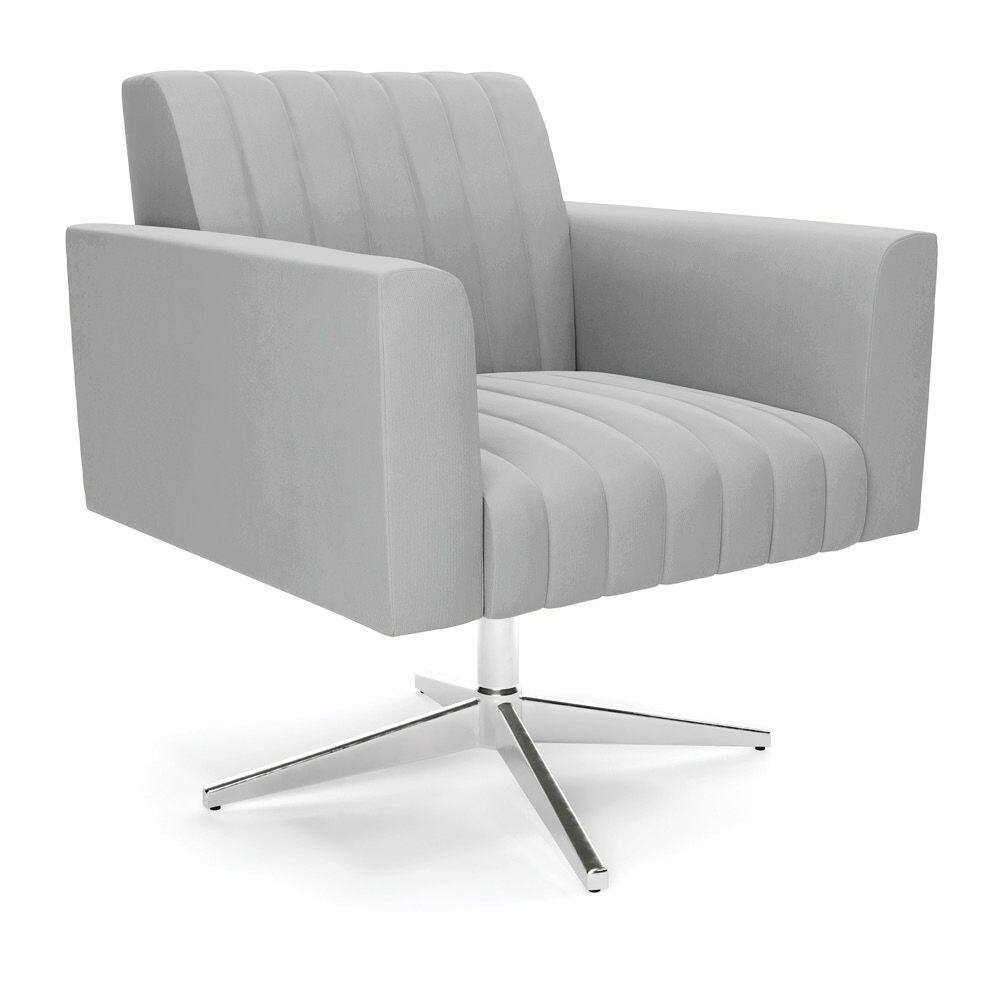 Poltrona Giratória Viena Gomada Suede Base Cromada - D`rossi Cor Cinza