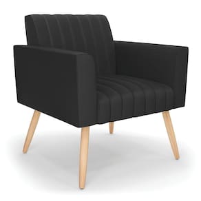 Poltrona Viena Gomada Corino Pés Palito Natural - D`rossi Cor Preto