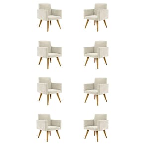 Kit 08 Cadeiras Poltronas Decorativa - Escritório - Recepção Cor:bege