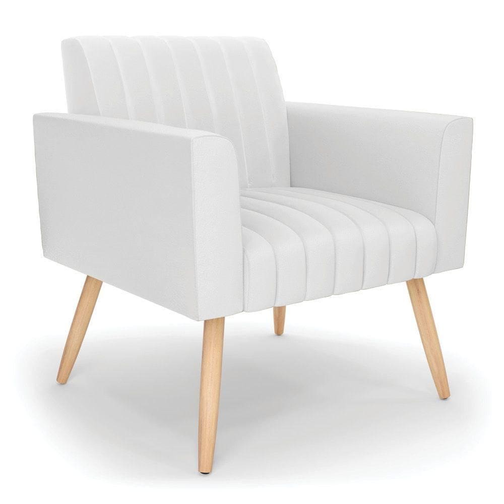 Poltrona Viena Gomada Corino Pés Palito Natural - D`rossi Cor Branco