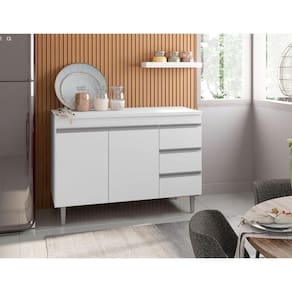 Balcão Gabinete Para Cozinha Andréia 100 Cm Branco