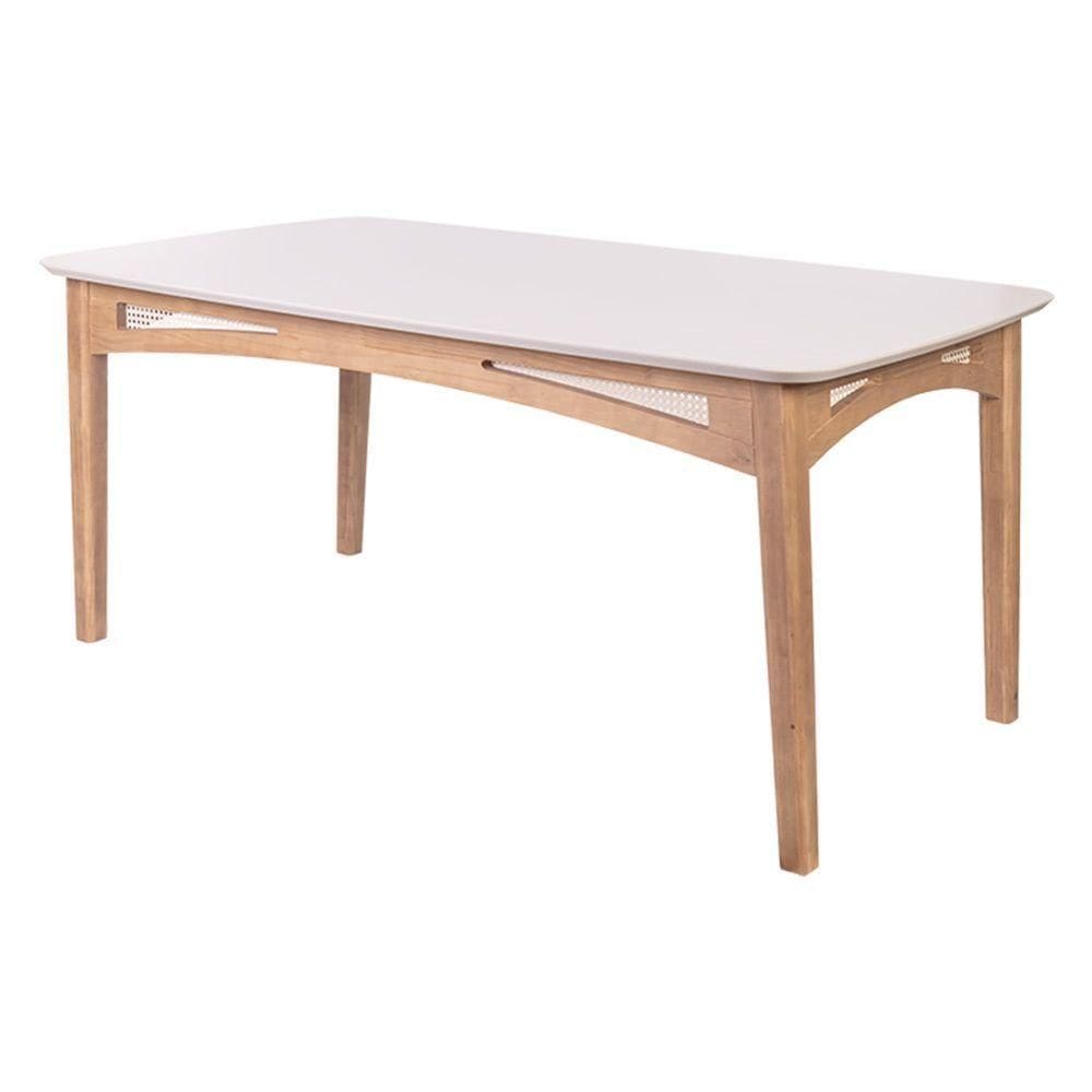 Mesa De Jantar Veneza Com Detalhe Em Rattan 6010-m Medidas 180cm X 100cm Cor Cera - Clara