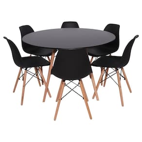 Kit Mesa Redonda De Jantar Para 6 Lugares Com 6 Cadeiras Charles Eames Eiffel Preto