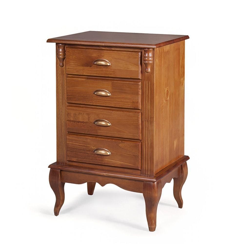 Mesa De Cabeceira 4 Gavetas Hannover - M560817 Cor Imbuia - Verniz
