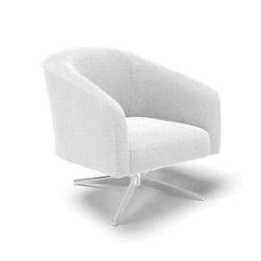 Poltrona Giratória Stella Bouclê Off White Base Cromada - D`rossi