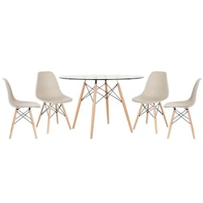 Mesa Redonda Eames 120cm + 4 Cadeiras Nude Nude