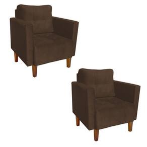 Kit 2 Poltronas Livia Suede Marrom Pés Chanfrado Castanho - D`rossi