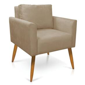 Poltrona Aline Suede Pés Palito Castanho - D`rossi Cor Marrom Rato
