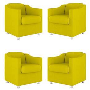 Kit 4 Poltronas Decorativas Clinica Sala Recepção Tecido Suede Cor:Amarelo