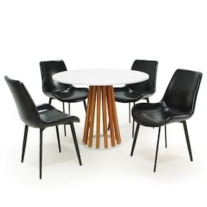 Mesa De Jantar Redonda Talia Branca 100cm 4 Cadeiras s Chicago Preto