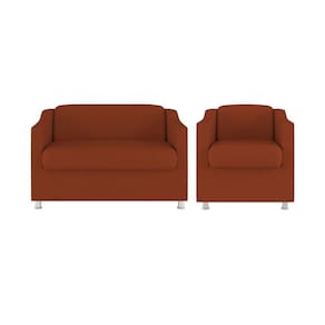Kit 01 Poltrona Decorativa Tilla + Namoradeira Sala Espera Cor:terracota