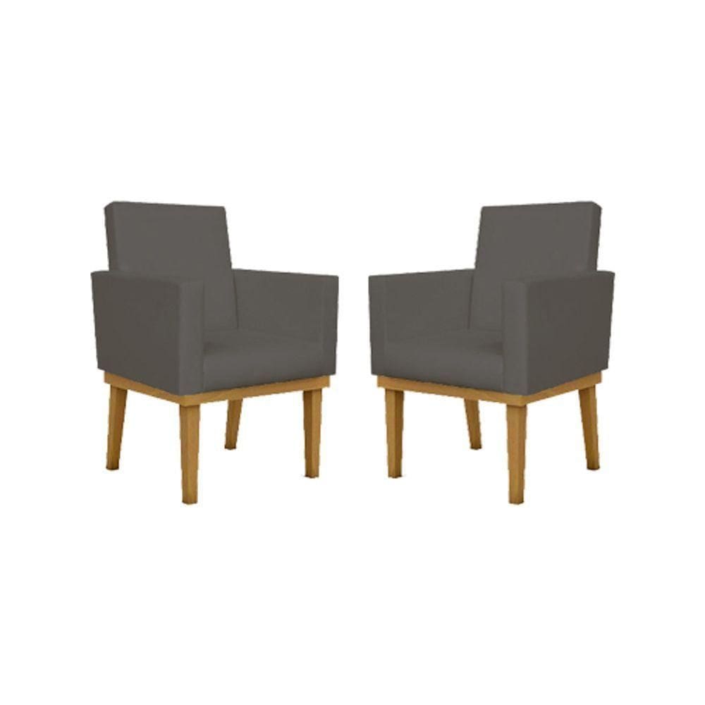 Kit 02 Poltronas Courino Cor cinza