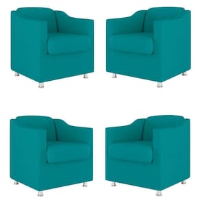 Kit 04 Poltronas Tilla Consultório Dentista Recepção Sala Cor:Azul Turquesa