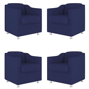 Kit 04 Poltronas Tilla Consultório Dentista Recepção Sala Cor:Azul Marinho