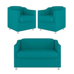 Kit 02 Poltrona Tilla Recepção + Namoradeira Sala Quarto azul Turquesa