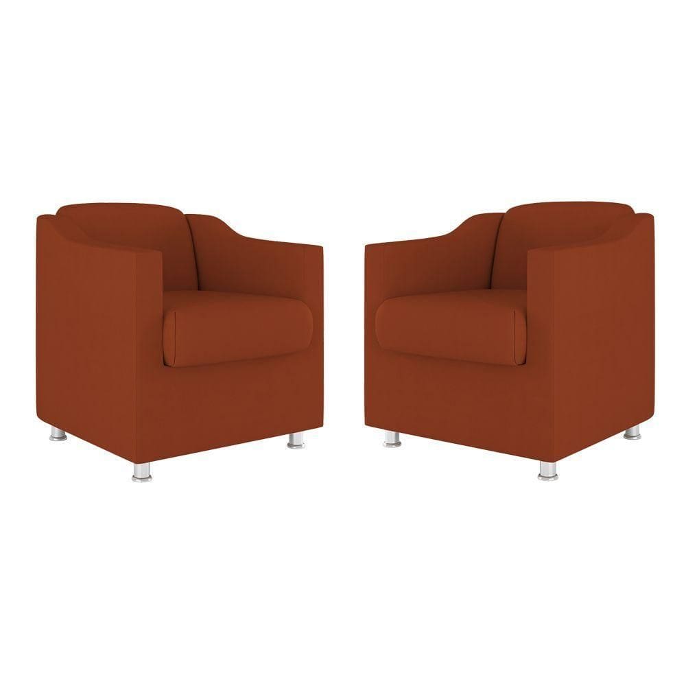 Kit 02 Cadeiras Poltronas Decorativas Recepção Clinica Suede Cor:terracota