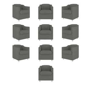 Kit 10 Poltronas Decorativa Tilla Consultório Recepção Suede cinza