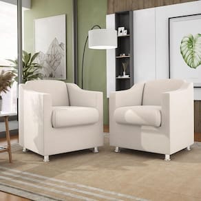 Kit 02 Poltronas Recepção Consultório Suede ? Balaqui Decor Cor:Bege