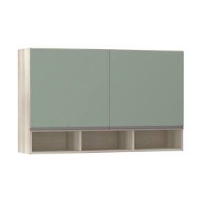 Armário 120cm 2 Portas C/Nicho Luci Legno Crema C/Verde
