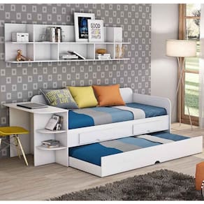 Bicama Sofá 2 Gavetas 100% Mdf Escrivaninha Lateral Helena Cimol Branco Branco