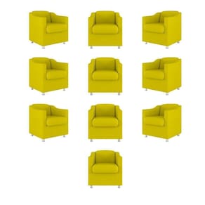 Kit 10 Poltronas Decorativa Tilla Consultório Recepção Suede amarelo