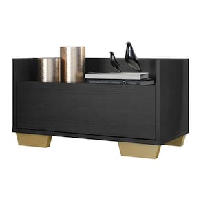 Mesa De Cabeceira 80Cm Multimóveis V4001 Preta/Natural