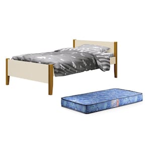 Cama Solteiro Simba com Pés Amadeirado e Colchão D20 - Reller Móveis