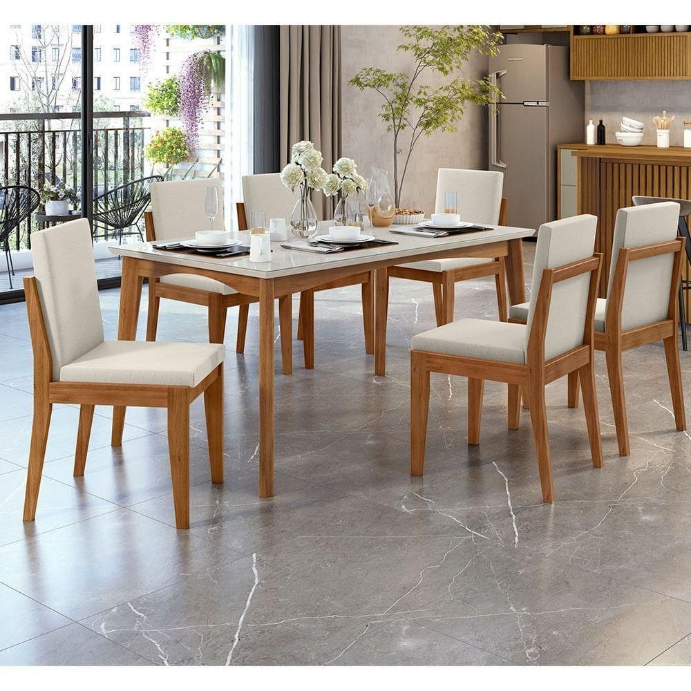 Conjunto Mesa Monalisa Com 6 Cadeiras Lady Mel E Off-white