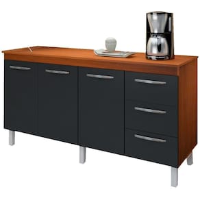 Balcao Com Tampo 160cm 9140x9320 Preto Savana Mobbs Preto Savana
