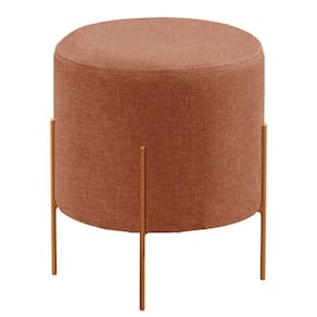 Puff Banqueta Odim Luxo Base Bronze Castellar Móbile Linho Terracota