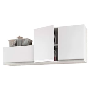 Kit área De Serviço E Lavanderia Com 02 Armários Aéreo 80cm E 60cm 100% Mdf Branco - Abmaza