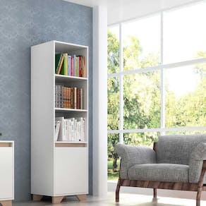 Estante Benevello 1 Porta 4 Prateleiras Mdp Branco/Siena